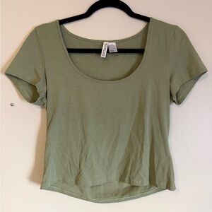 H&M Sage Green Short Sleeve Top